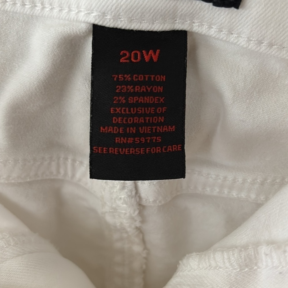 Earl Jeans White 2 Front Pockets 2 Back Patch Pockets Zipper And Button Size 20W - Picture 3 of 14